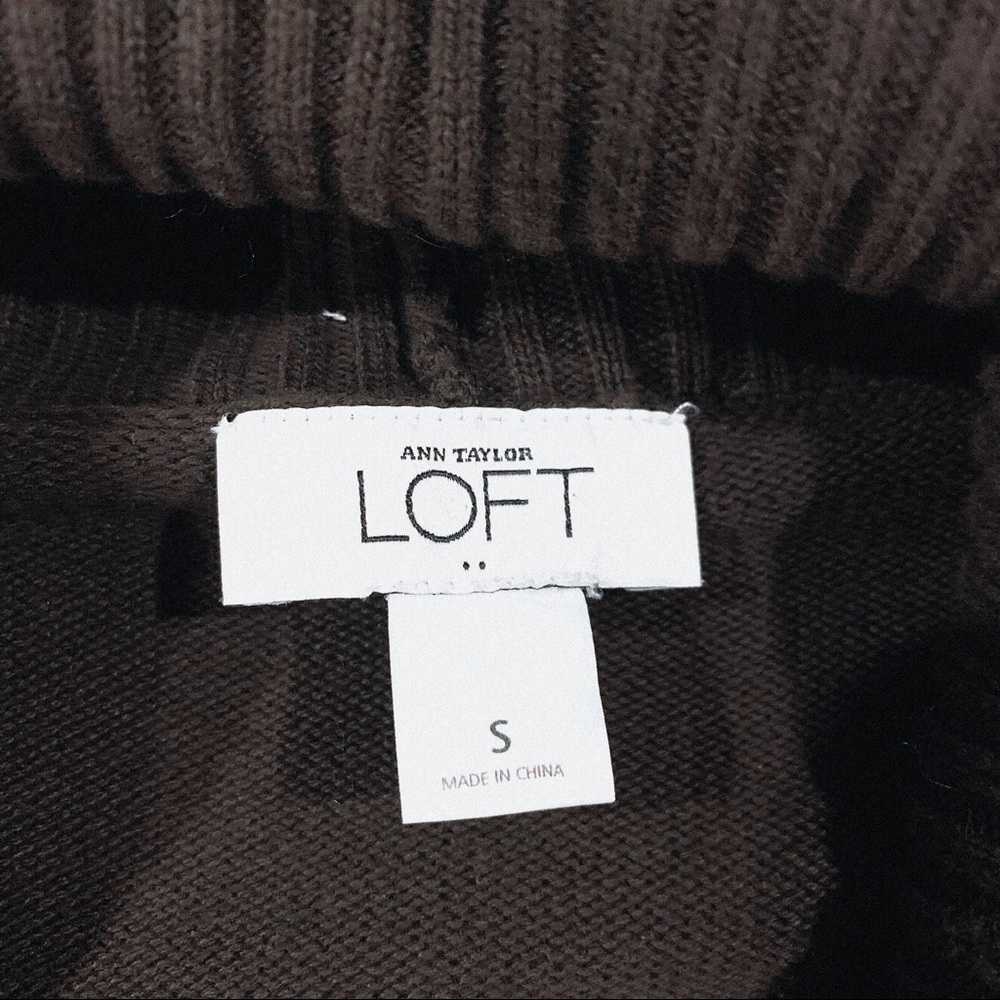 LOFT | Brown Ribbed Open Front Cardigan - Picture 4 of 4